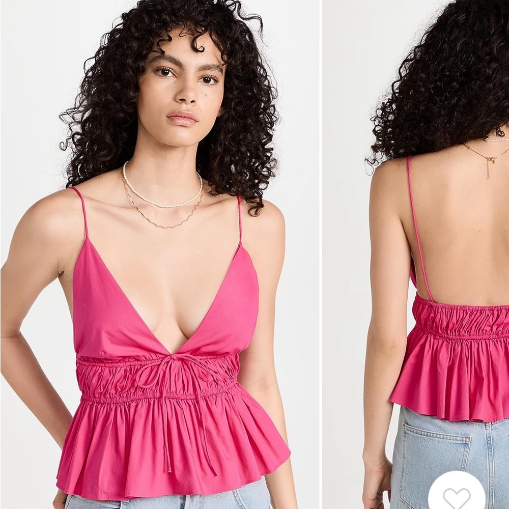 Pink spaghetti strap peplum tank, size xs, NWOT